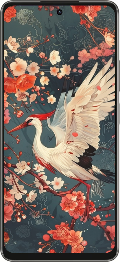 Силиконовый чехол Сакура и аист для Oppo A5 PRO - 6108u-3956 изображение 