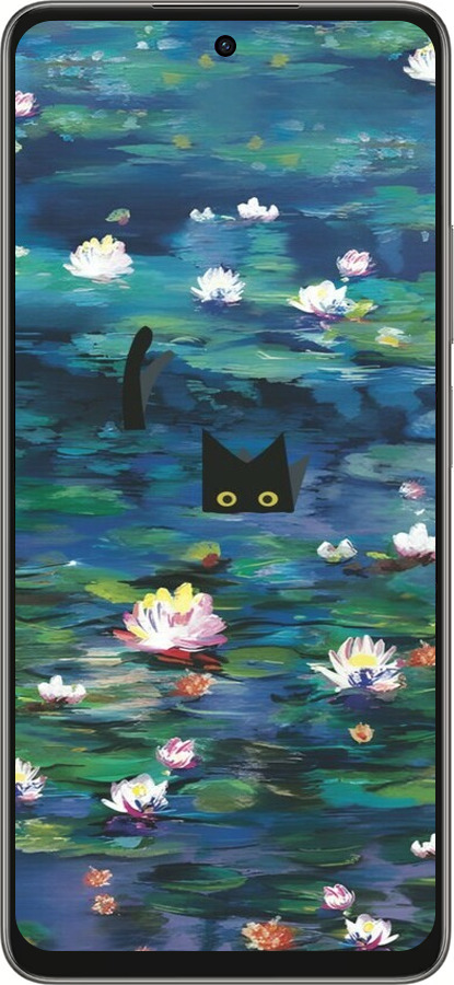 Силіконовий чехол с изображением водяных лилий и кошек для Oppo A5 PRO - 6257u-3956 изображение 