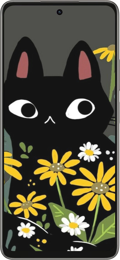 Силиконовый чехол Черный кот с цветами для Oppo A5 PRO - 6448u-3956 изображение 