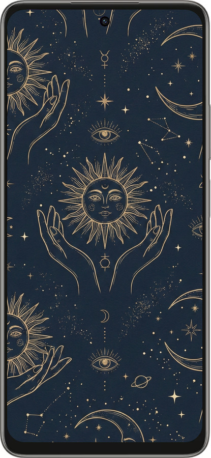 Силіконовий чехол Celestial Harmony: Sun & Moon Gold Mystic Pattern для Oppo A5 PRO - 6778u-3956 изображение 