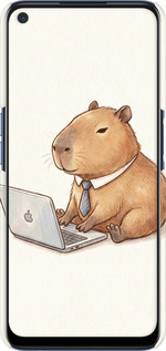 3D пластиковый матовый чехол Funny Capybara CEO Working для Oppo A52 - 6777m-1930 изображение 