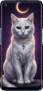 3D пластиковый матовый чехол Mystic White Cat Gothic Dark Purple Gold для Oppo A52 - 6805m-1930 изображение 