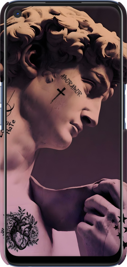 3D пластиковый матовый чехол Давид для Oppo A52 - 6302m-1930 изображение 