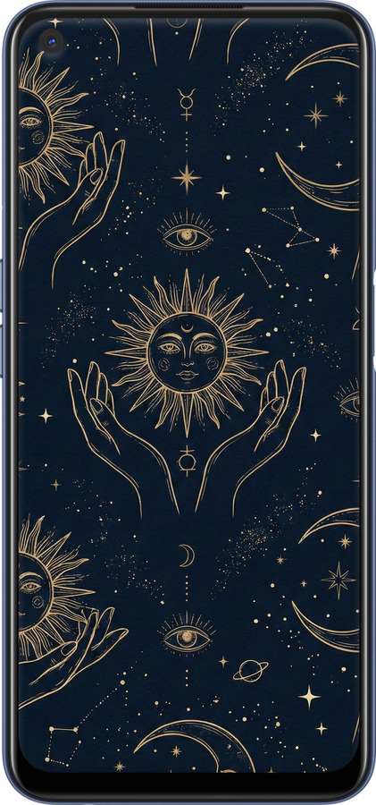 2D пластиковый чехол Celestial Harmony: Sun & Moon Gold Mystic Pattern для Oppo A52 - 6778t-1930 изображение 