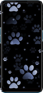 3D пластиковий матовий чехол З синіми відбитками лап для Oppo A53 - 6441m-568 изображение 