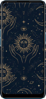 3D пластиковый матовый чехол Celestial Harmony: Sun & Moon Gold Mystic Pattern для Oppo A53 - 6778m-568 изображение 