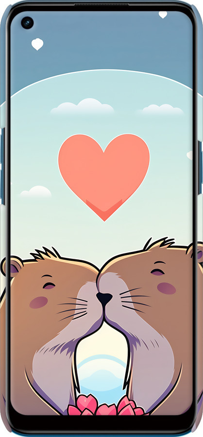 3D пластиковий матовий чехол Капібара кохання для Oppo A53 - 6027m-568 изображение 