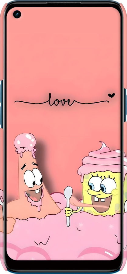 3D пластиковый матовый чехол Спанч Боб для Oppo A53 - 6282m-568 изображение 