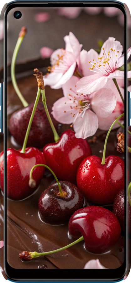 3D пластиковий матовий чехол Вишня у шоколаді для Oppo A53 - 6698m-568 изображение 