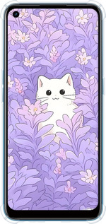Силіконовий протиударний с посиленими кутами чехол Котик в цветах для Oppo A53 - 6390sp-568 изображение 