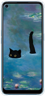 Силикон с усиленными углами чехол С изображением кота и водяной лилии Monet для Oppo A53 - 6519sp-568 изображение 