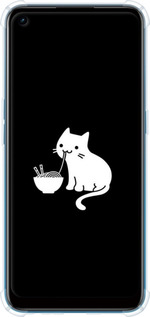 Силіконовий протиударний с посиленими кутами чехол Милий кіт на чорному фоні для Oppo A53 - 6528sp-568 изображение 