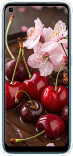 Силикон с усиленными углами чехол Вишня в шоколаде для Oppo A53 - 6698sp-568 изображение 