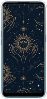 Силіконовий протиударний с посиленими кутами чехол Celestial Harmony: Sun & Moon Gold Mystic Pattern для Oppo A53 - 6778sp-568 изображение 