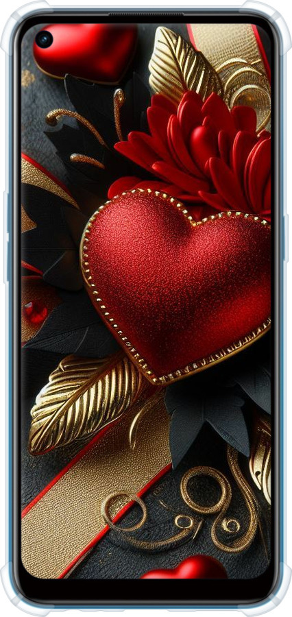 Силіконовий протиударний с посиленими кутами чехол Сердечки v2 для Oppo A53 - 5832sp-568 изображение 