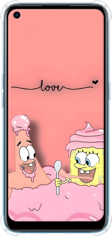 Силикон с усиленными углами чехол Спанч Боб для Oppo A53 - 6282sp-568 изображение 