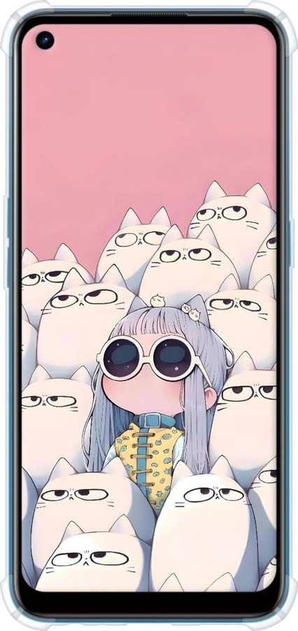 Силіконовий протиударний с посиленими кутами чехол Малышка с котами для Oppo A53 - 6295sp-568 изображение 