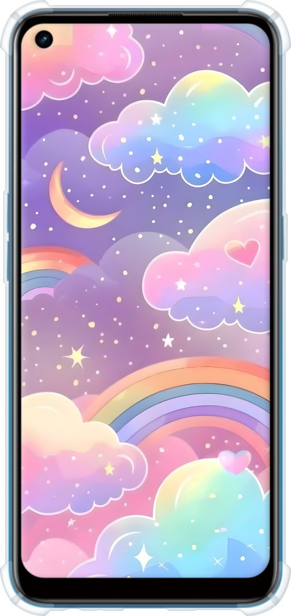 Силикон с усиленными углами чехол Облака и радуга для Oppo A53 - 6312sp-568 изображение 