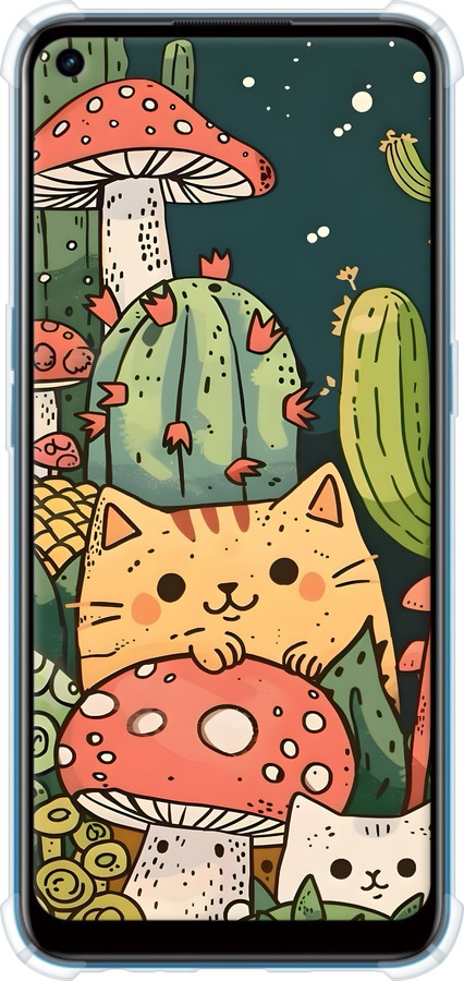 Силикон с усиленными углами чехол Коты грибы для Oppo A53 - 6321sp-568 изображение 