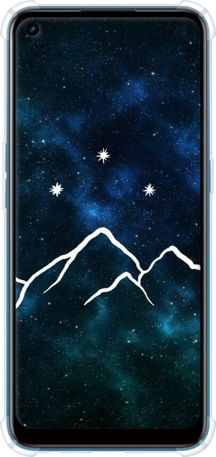 Силіконовий протиударний с посиленими кутами чехол Гори та зірки намальовані на тлі галактики для Oppo A53 - 6490sp-568 изображение 