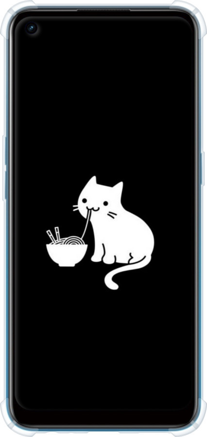 Силіконовий протиударний с посиленими кутами чехол Милий кіт на чорному фоні для Oppo A53 - 6528sp-568 изображение 