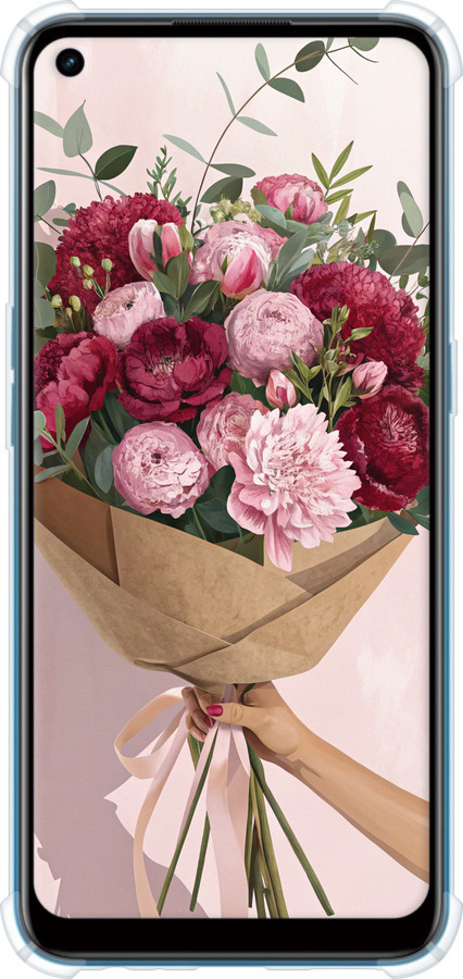 Силіконовий протиударний с посиленими кутами чехол Півонії 1 для Oppo A53 - 6705sp-568 изображение 