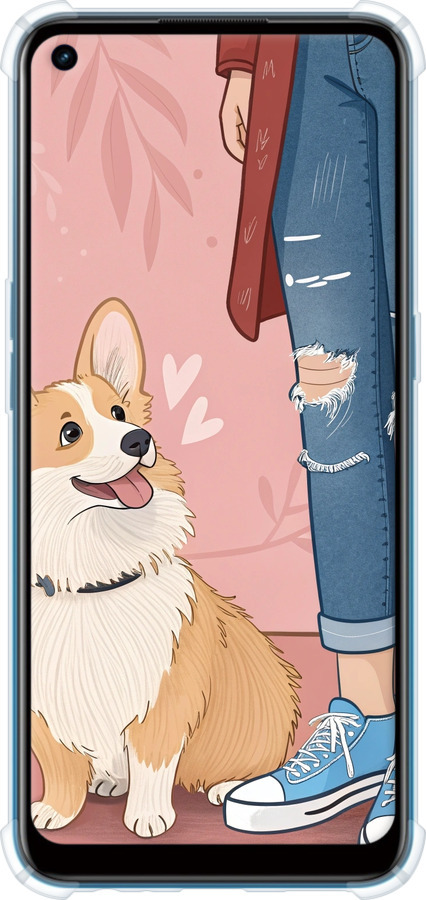 Силикон с усиленными углами чехол Корги 3 для Oppo A53 - 6707sp-568 изображение 