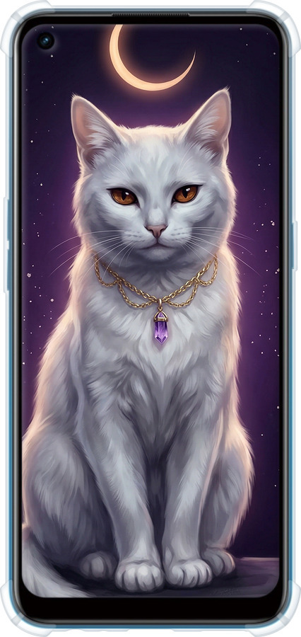 Силіконовий протиударний с посиленими кутами чехол Mystic White Cat Gothic Dark Purple Gold для Oppo A53 - 6805sp-568 изображение 