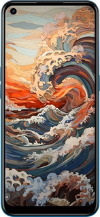 Силиконовый чехол Арт волны для Oppo A53 - 6324u-568 изображение 