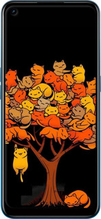 Силиконовый чехол Дерево и котики для Oppo A53 - 6516u-568 изображение 