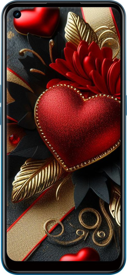 Силиконовый чехол Сердечки v2 для Oppo A53 - 5832u-568 изображение 