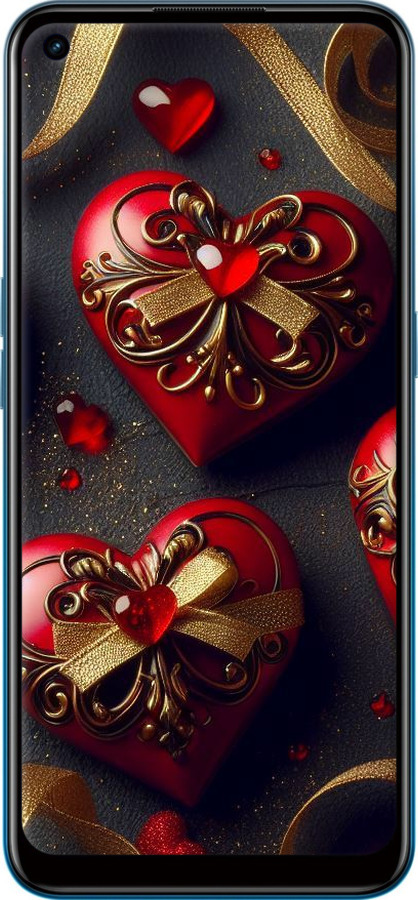 Силиконовый чехол Сердечки v4 для Oppo A53 - 5834u-568 изображение 