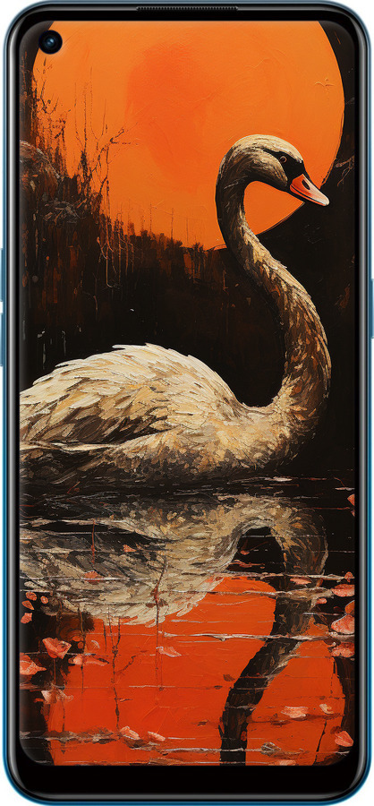 Силиконовый чехол Лебедь для Oppo A53 - 5964u-568 изображение 