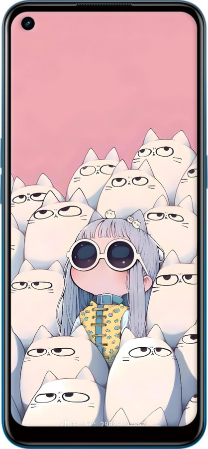 Силиконовый чехол Малышка с котами для Oppo A53 - 6295u-568 изображение 