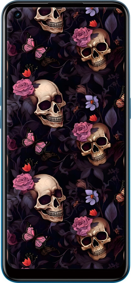 Силиконовый чехол Черепа и розы для Oppo A53 - 6316u-568 изображение 