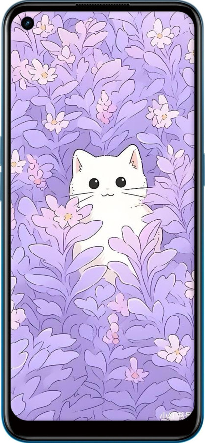 Силіконовий чехол Котик в цветах для Oppo A53 - 6390u-568 изображение 