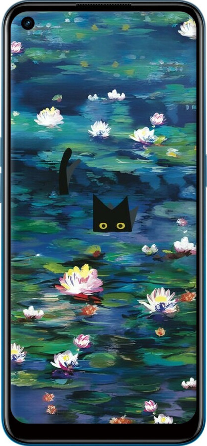 Силиконовый чехол Чехол с изображением водяных лилий Моне и кошек для Oppo A53 - 6399u-568 изображение 