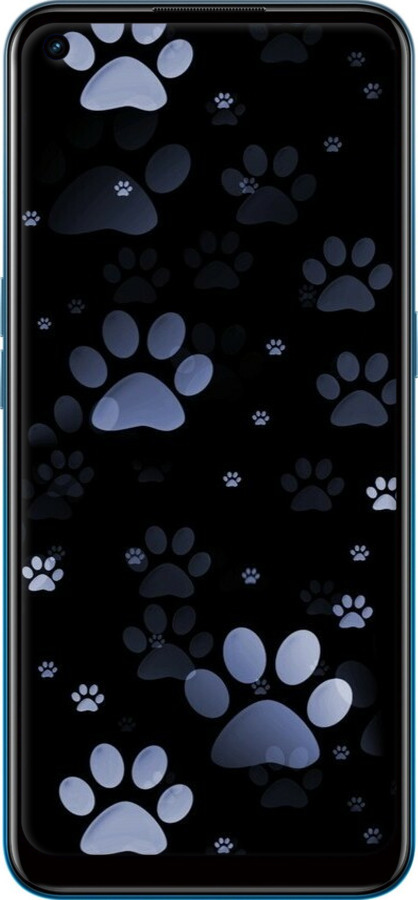 Силіконовий чехол З синіми відбитками лап для Oppo A53 - 6441u-568 изображение 