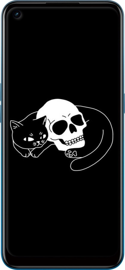 Силиконовый чехол С изображением кота и черепа для Oppo A53 - 6491u-568 изображение 