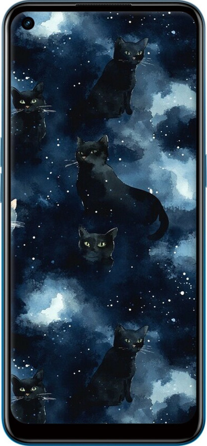 Силіконовий чехол Зображення котиків з темною аквареллю для Oppo A53 - 6521u-568 изображение 