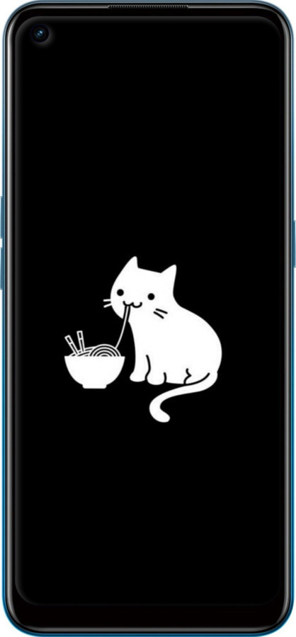 Силиконовый чехол С милым котом на черном фоне для Oppo A53 - 6528u-568 изображение 