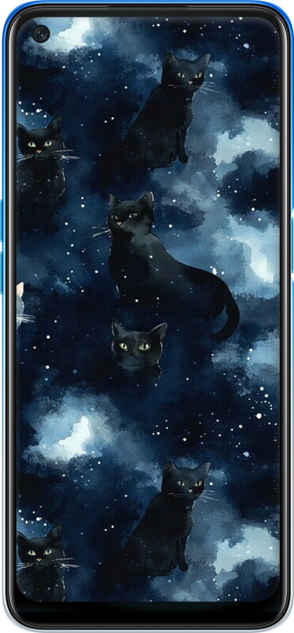 TPU чехол Зображення котиків з темною аквареллю для Oppo A54 - 6521b-2306 изображение 