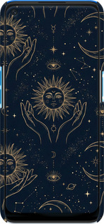 3D пластиковый матовый чехол Celestial Harmony: Sun & Moon Gold Mystic Pattern для Oppo A54 - 6778m-2306 изображение 