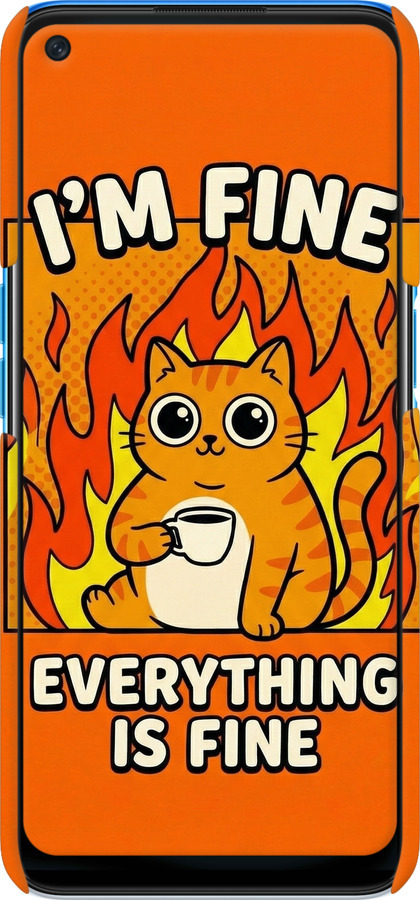 3D пластиковий матовий чехол Funny Cat для Oppo A54 - 6786m-2306 изображение 