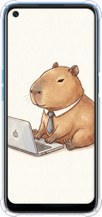 Силіконовий протиударний с посиленими кутами чехол Funny Capybara CEO Working для Oppo A54 - 6777sp-2306 изображение 