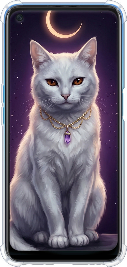 Силіконовий протиударний с посиленими кутами чехол Mystic White Cat Gothic Dark Purple Gold для Oppo A54 - 6805sp-2306 изображение 