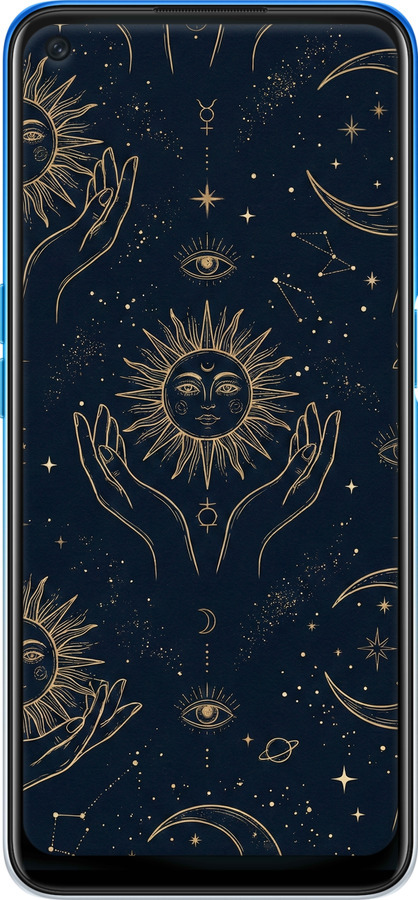 2D пластиковый чехол Celestial Harmony: Sun & Moon Gold Mystic Pattern для Oppo A54 - 6778t-2306 изображение 