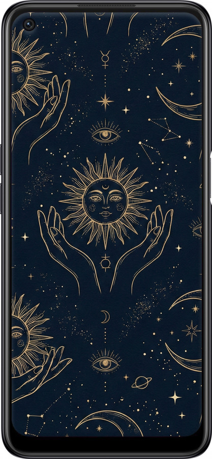 Силиконовый чехол Celestial Harmony: Sun & Moon Gold Mystic Pattern для Oppo A55 - 6778u-2273 изображение 
