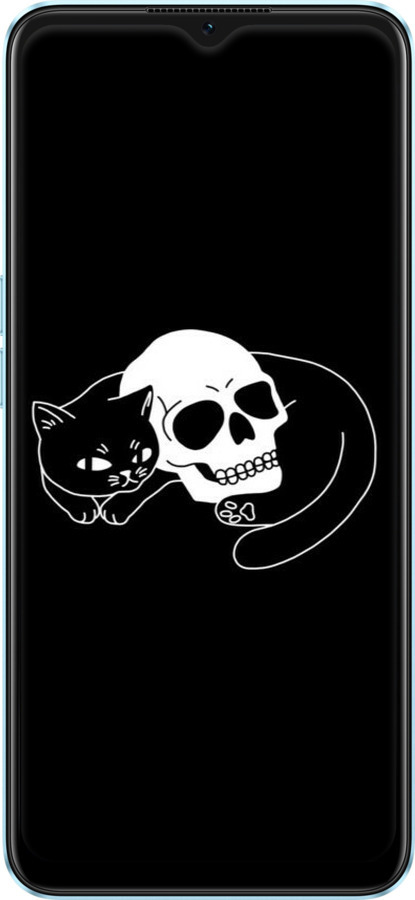 TPU чехол С изображением кота и черепа для Oppo A57s - 6491b-2931 изображение 