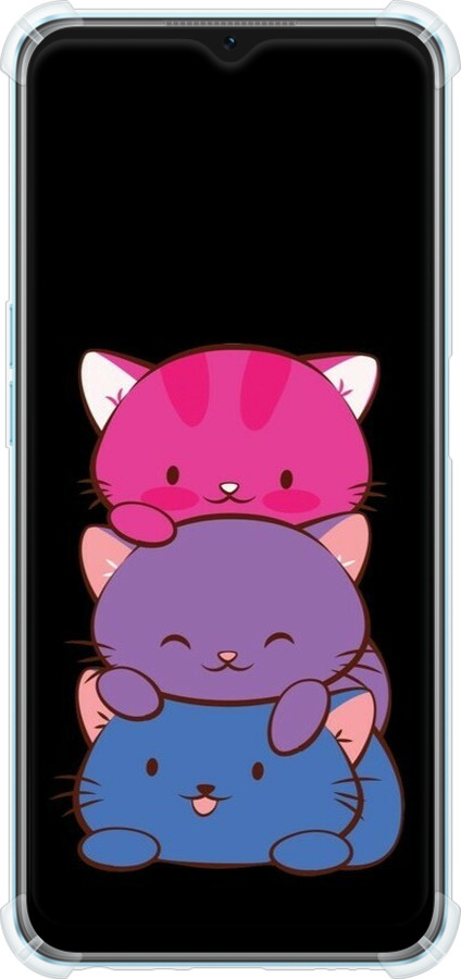 Силикон с усиленными углами чехол Милые кошки для Oppo A57s - 6518sp-2931 изображение 
